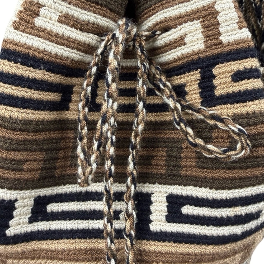 Wayuu Mochila Bag Handmade Woven Crossbody Boho Tribal Bucket Bag - Picture 3 of 7